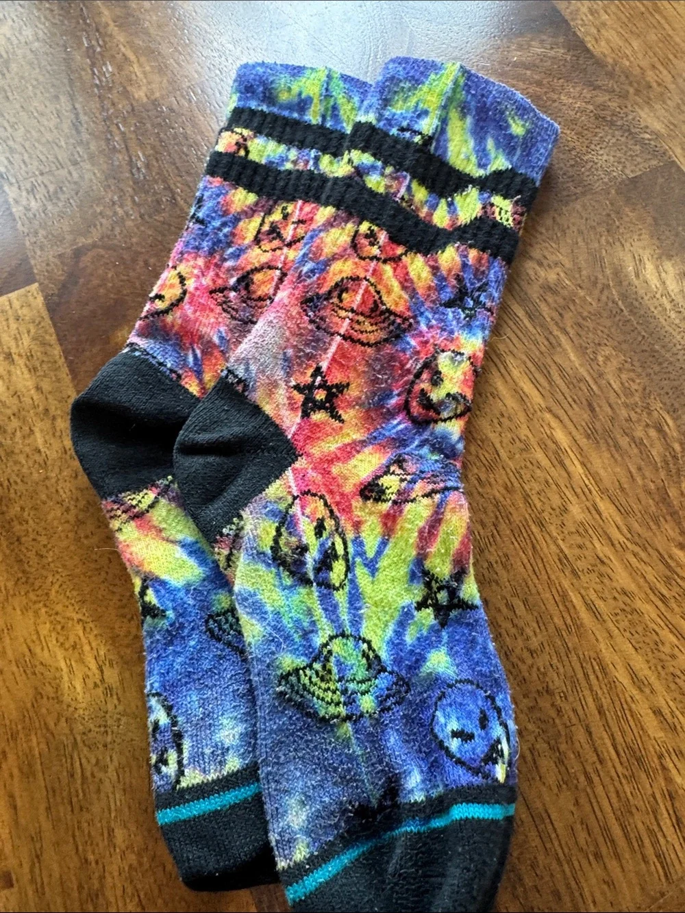 Stance Kids Multicolor Tie-Dye Crew Socks with Black Accents